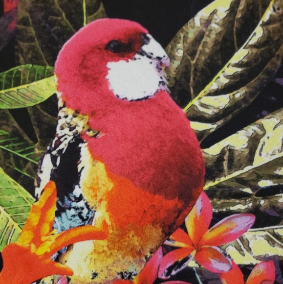 CeCe Tropical Bird Sleeveless Black Tank Blouse - Picture 5 of 6